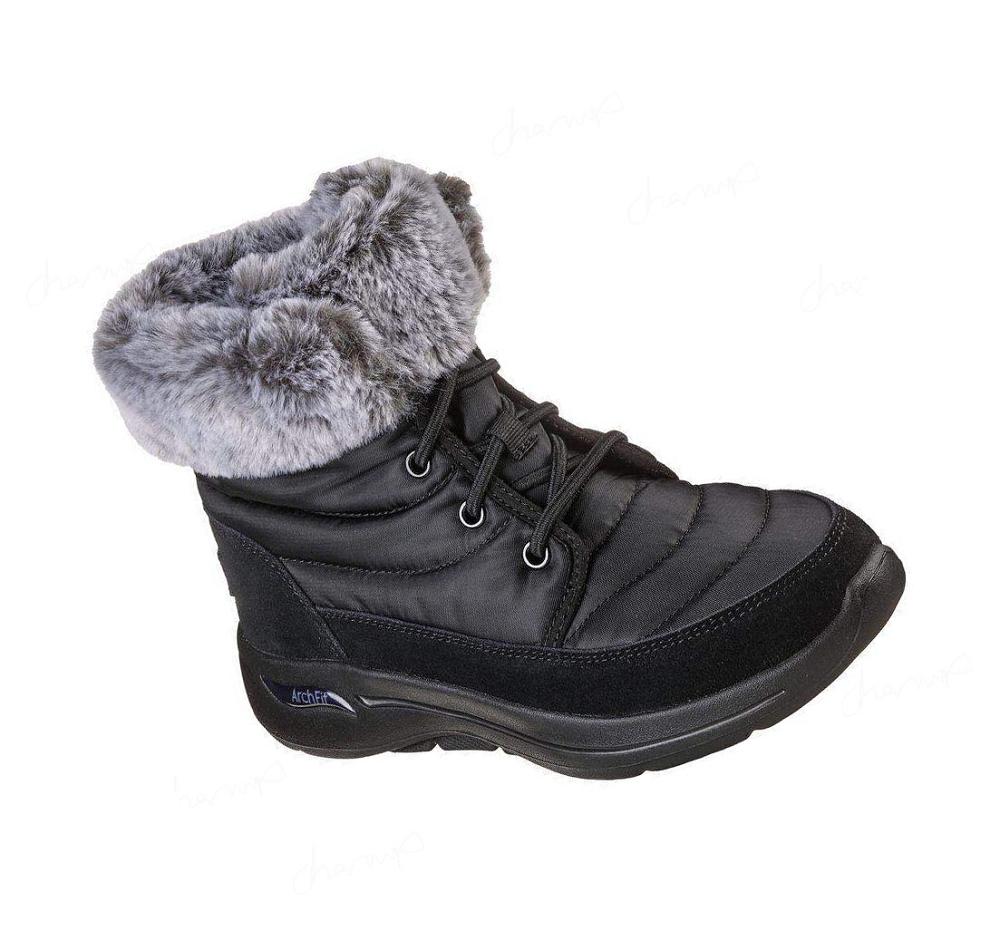 Botas Skechers GO WALK Arch Fit - Invierno Visit Mujer Negras Gris | I166B_AR