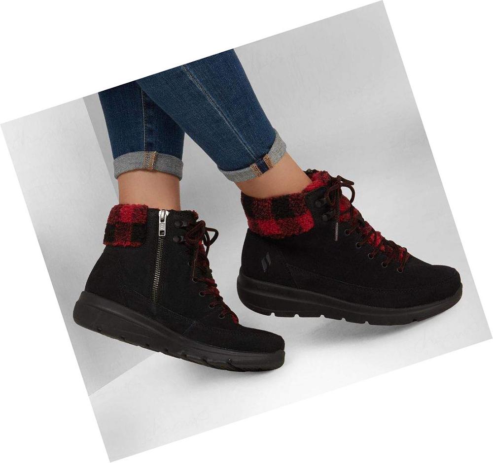 Botas Skechers On-the-GO Glacial Ultra - Timber Mujer Negras Rojas | IT16A_AR