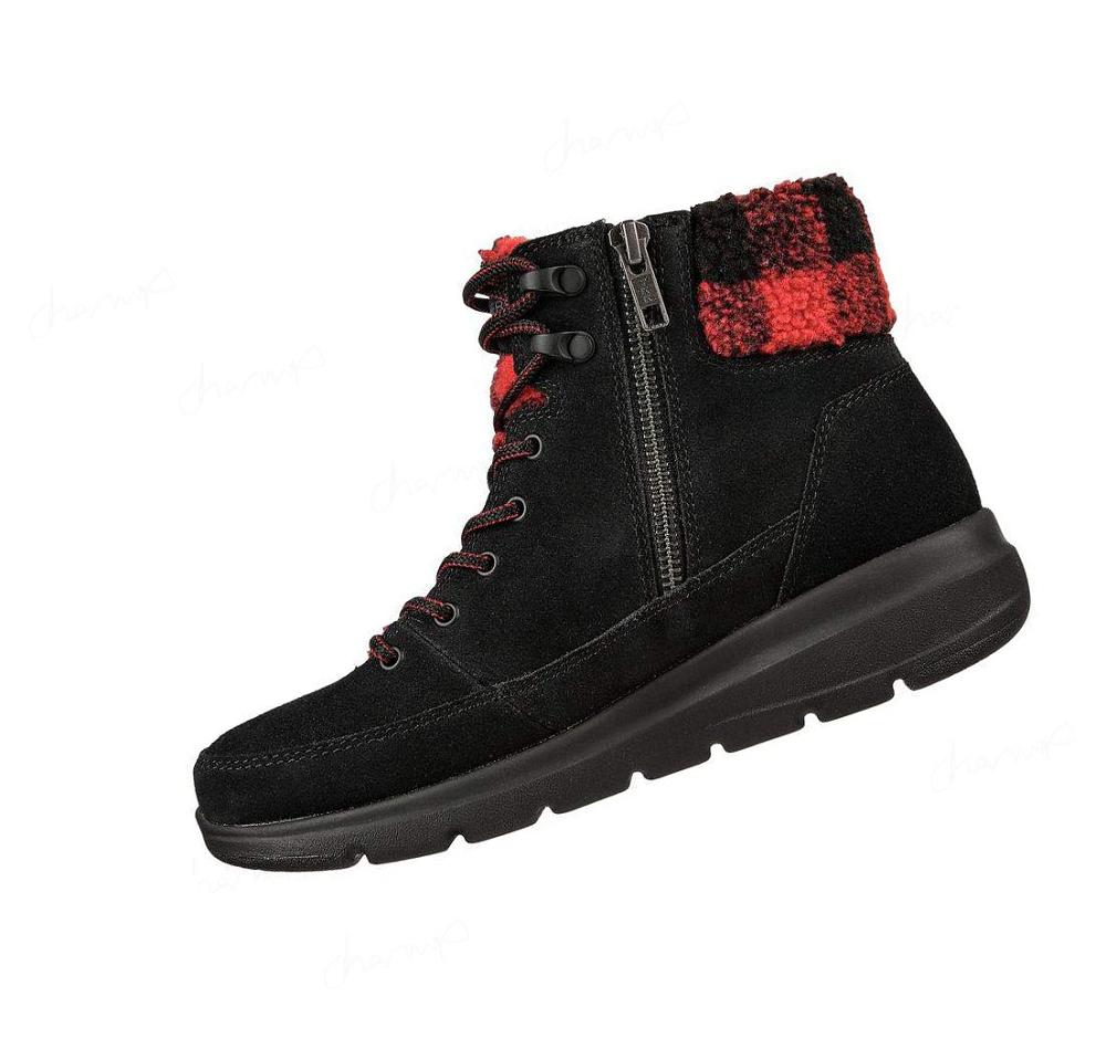 Botas Skechers On-the-GO Glacial Ultra - Timber Mujer Negras Rojas | IT16A_AR