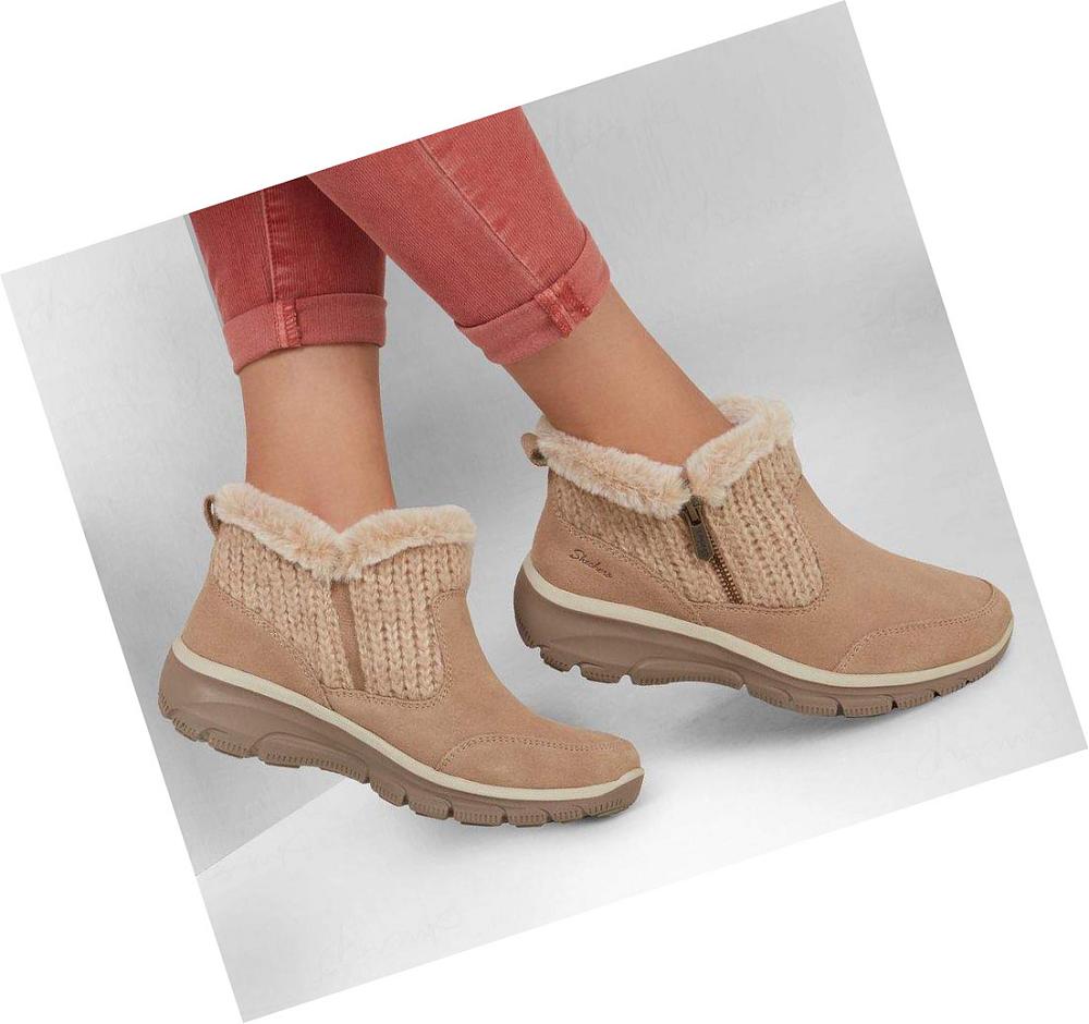 Botas Skechers Relaxed Fit: Easy Going - Warmhearted Mujer Beige Oscuro | IA52B_AR