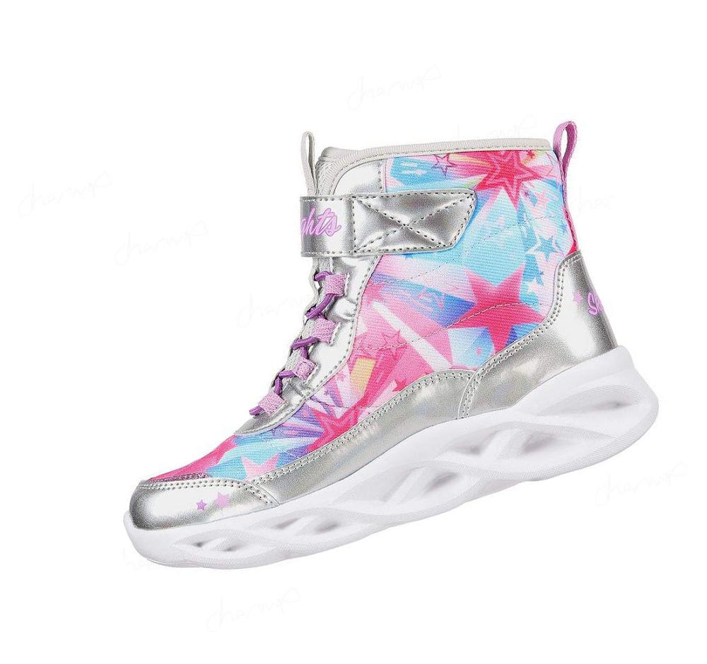 Botas Skechers S Lights: Twisty Brights - Sweet Starz Niña Plateadas Multicolor | 32T0R_AR