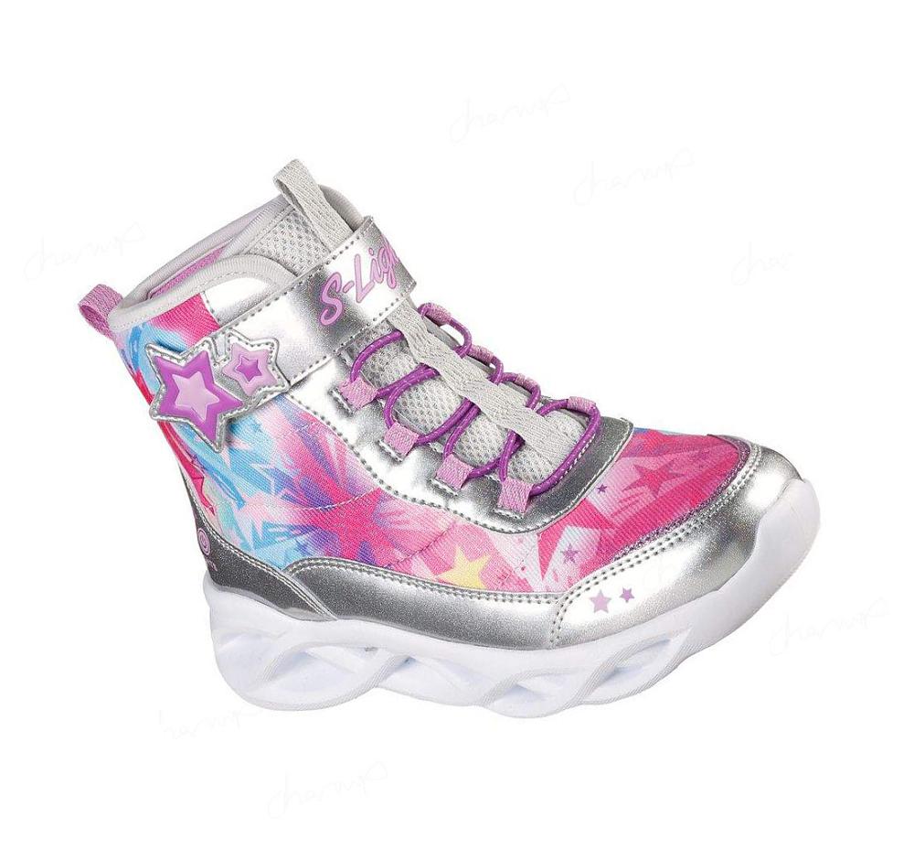 Botas Skechers S Lights: Twisty Brights - Sweet Starz Niña Plateadas Multicolor | 32T0R_AR