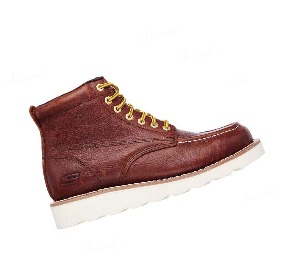 Botas Skechers Trabajo Relaxed Fit: Pettus Hombre Burdeos | AT933_AR