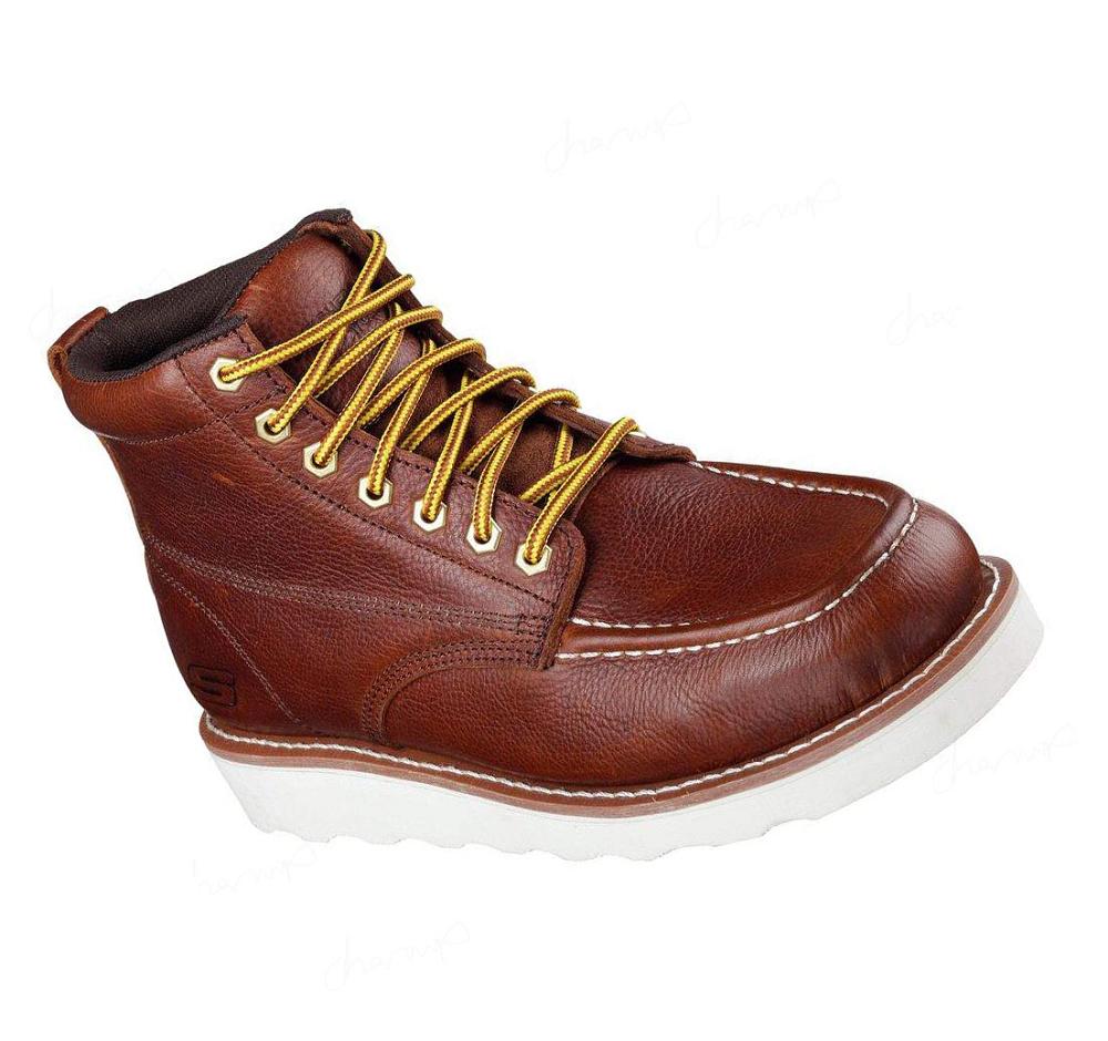 Botas Skechers Trabajo Relaxed Fit: Pettus Hombre Burdeos | AT933_AR