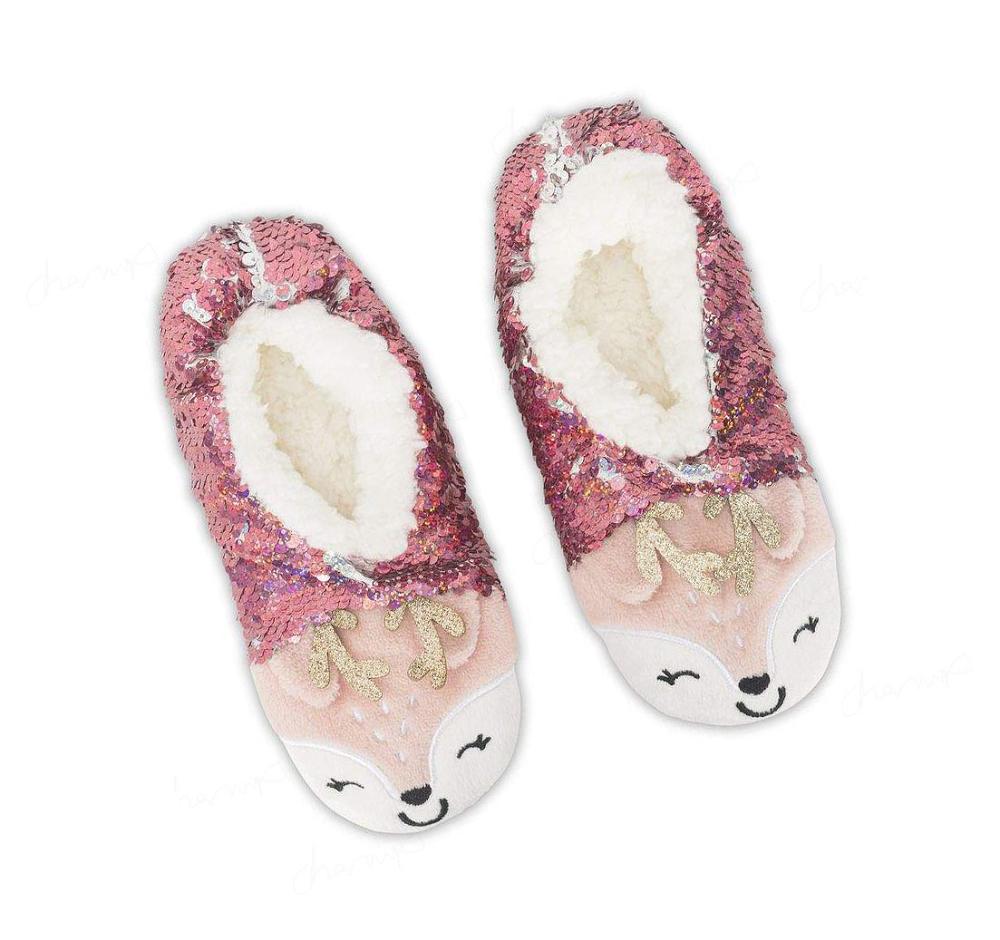 Calcetines Skechers 1 Pack Sequin Reindeer Pantuflas Niña Rosas | A8T0S_AR