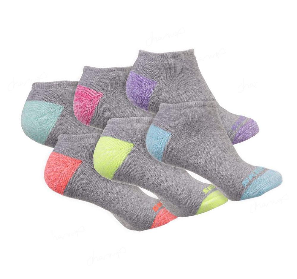 Calcetines Skechers 6 Pack Low Cut Caminar Niña Gris | ATT0L_AR