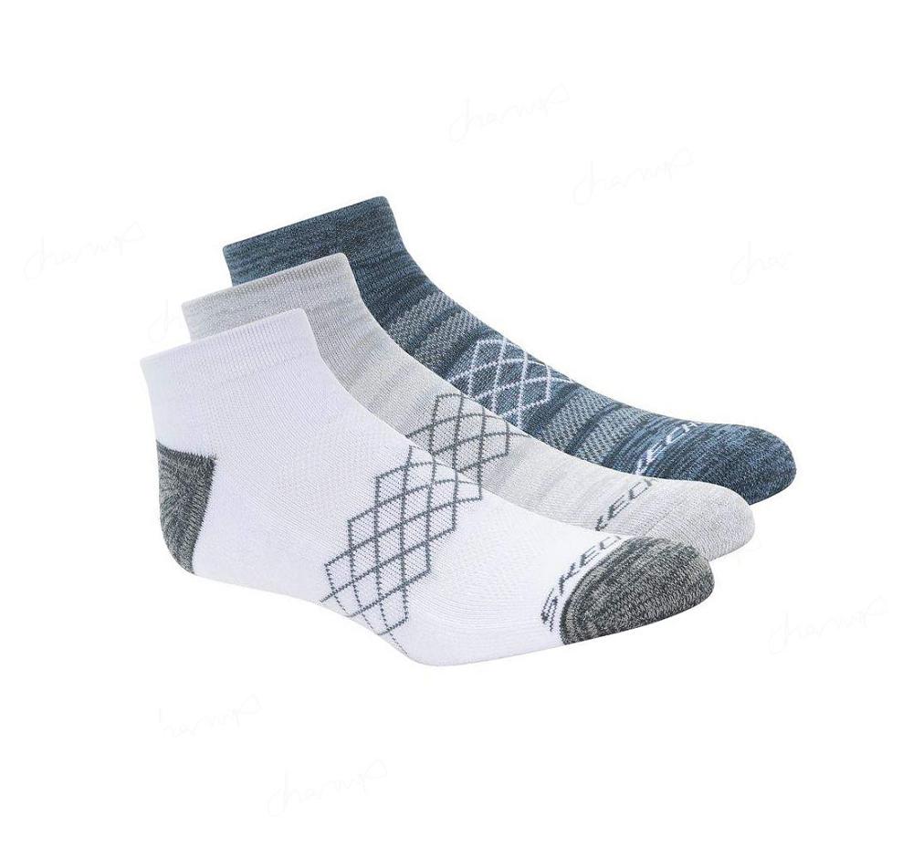 Calcetines Skechers Diamond Quarter - 3 Pack Hombre Azules Gris | I9898_AR