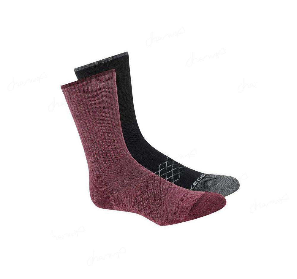 Calcetines Skechers Merino Wool Crew - 2 Pack Mujer Rojas | 3A09P_AR