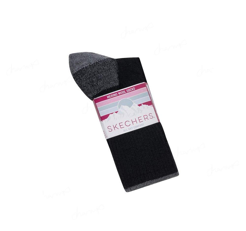 Calcetines Skechers Merino Wool Crew - 2 Pack Mujer Negras | 3A198_AR