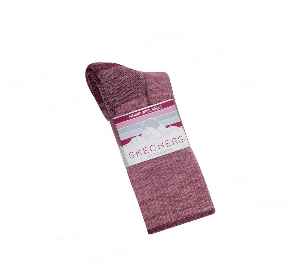 Calcetines Skechers Merino Wool Crew - 2 Pack Mujer Rosas Gris | 3A22C_AR