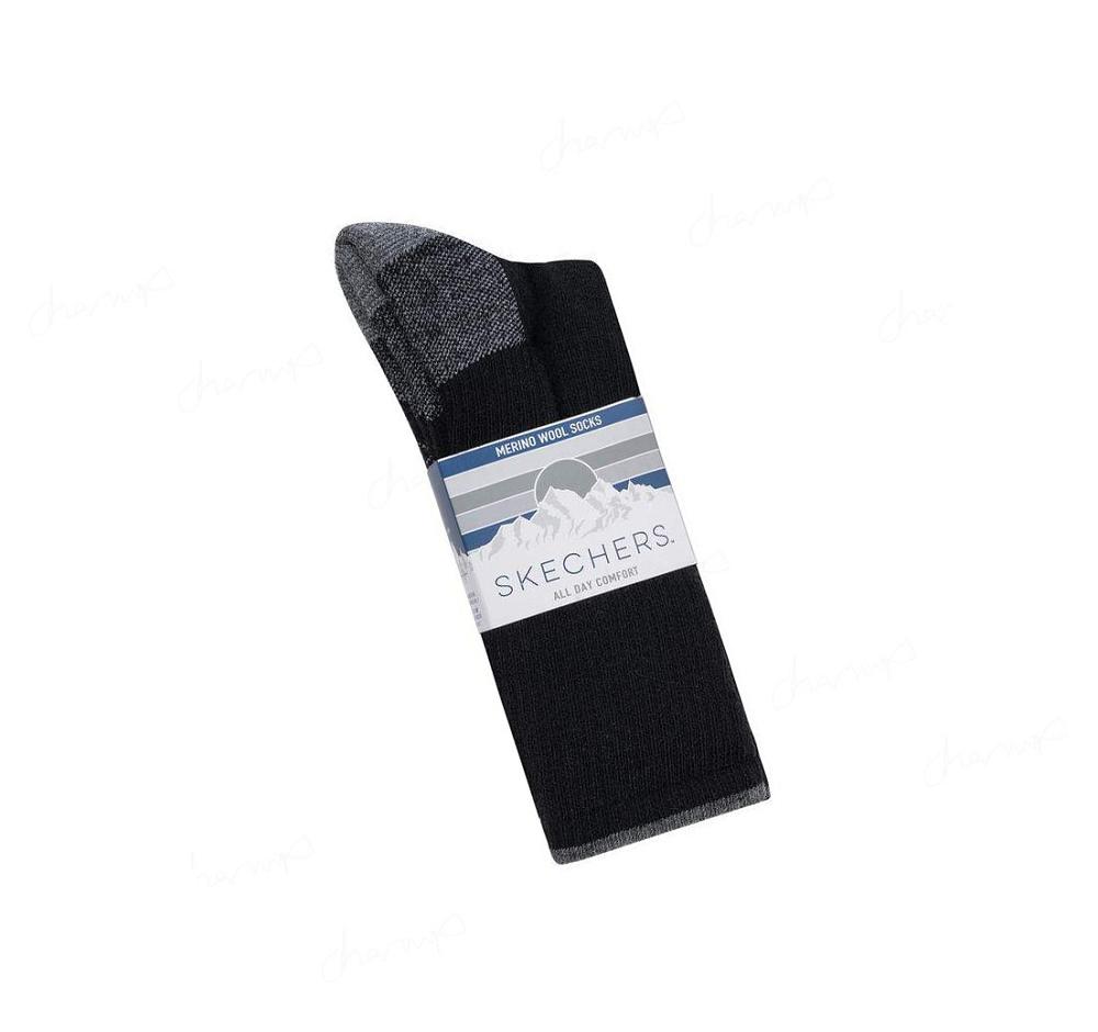 Calcetines Skechers Merino Wool Crew - 2 Pack Hombre Negras | A250L_AR