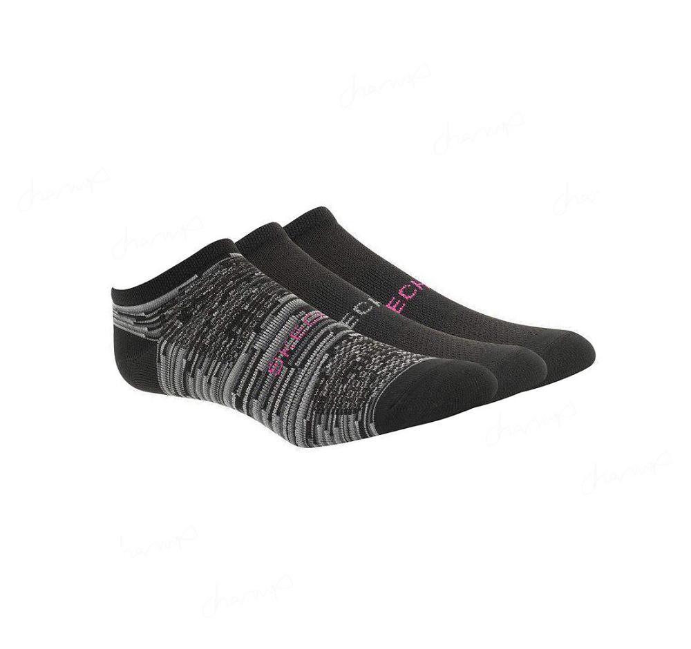 Calcetines Skechers No Show Microfiber - 3 Pack Mujer Negras | 3169D_AR