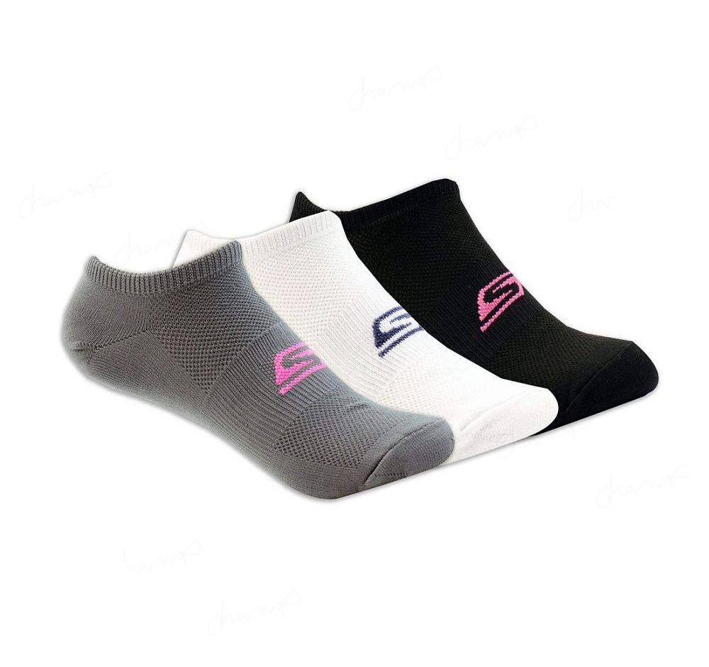 Calcetines Skechers No Show Stretch - 3 Pack Mujer Blancas Negras | 3319D_AR