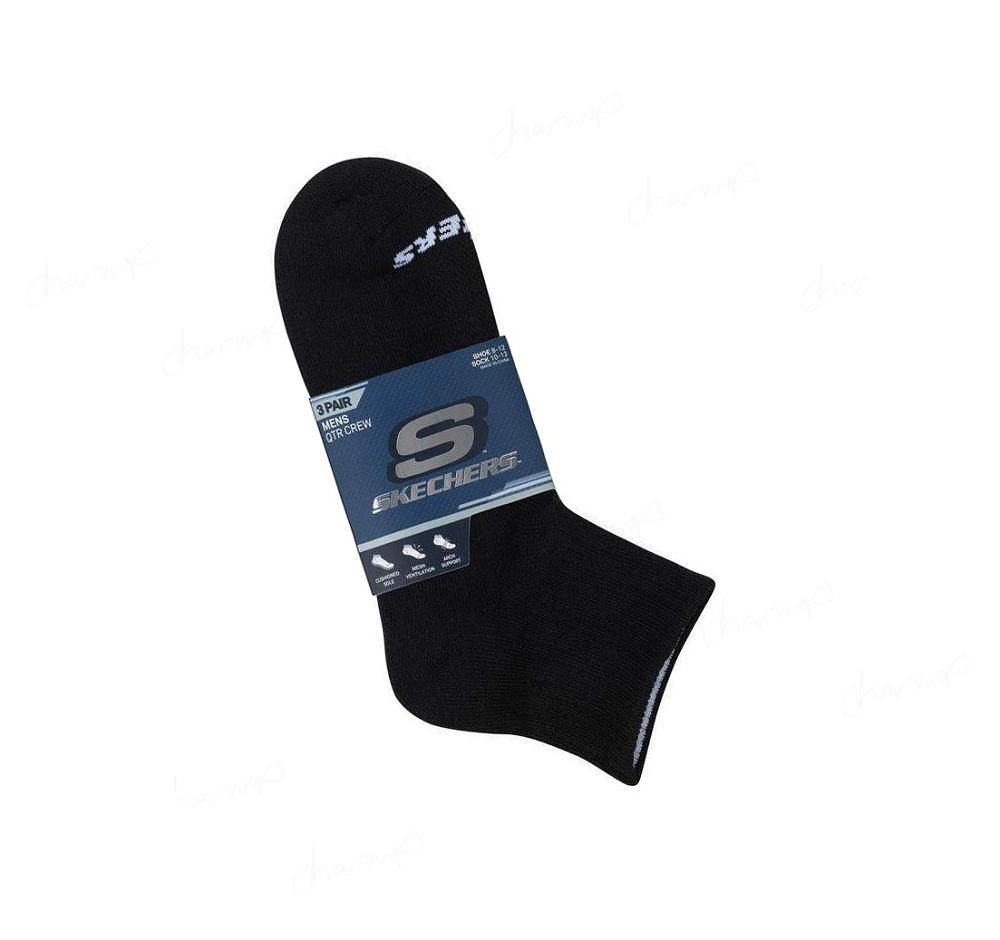 Calcetines Skechers Quarter Crew Deporte - 3 Pack Hombre Negras | I8250_AR