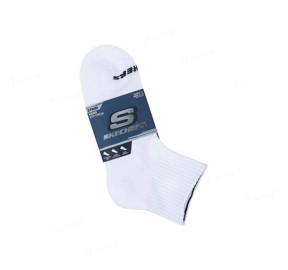 Calcetines Skechers Quarter Crew Deporte - 3 Pack Hombre Negras Blancas Gris | I83TD_AR