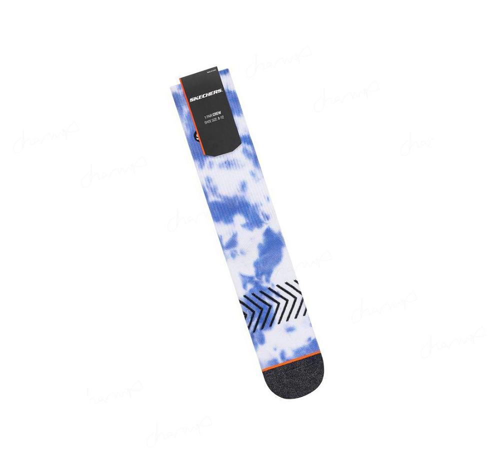 Calcetines Skechers Skechers 1 Pack Tie Dye Crew Hombre Azules | I6T53_AR