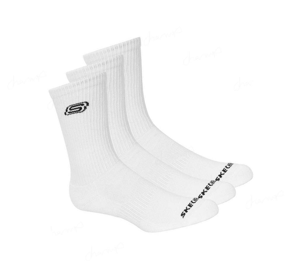 Calcetines Skechers Solids Crew - 3 Pack Mujer Blancas | 338AW_AR