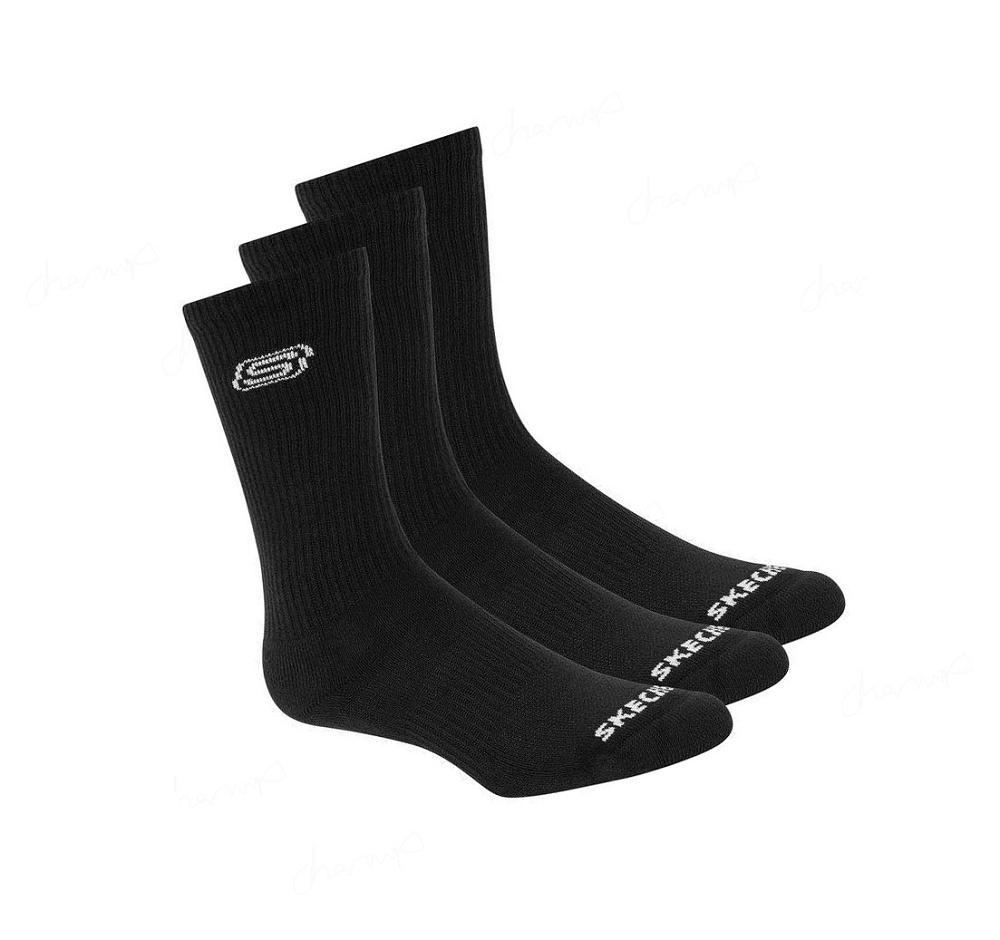 Calcetines Skechers Solids Crew - 3 Pack Mujer Negras | 33T25_AR