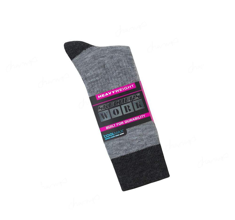 Calcetines Skechers Wool Blend Trabajo Crew - 3 Pack Mujer Gris | 30690_AR