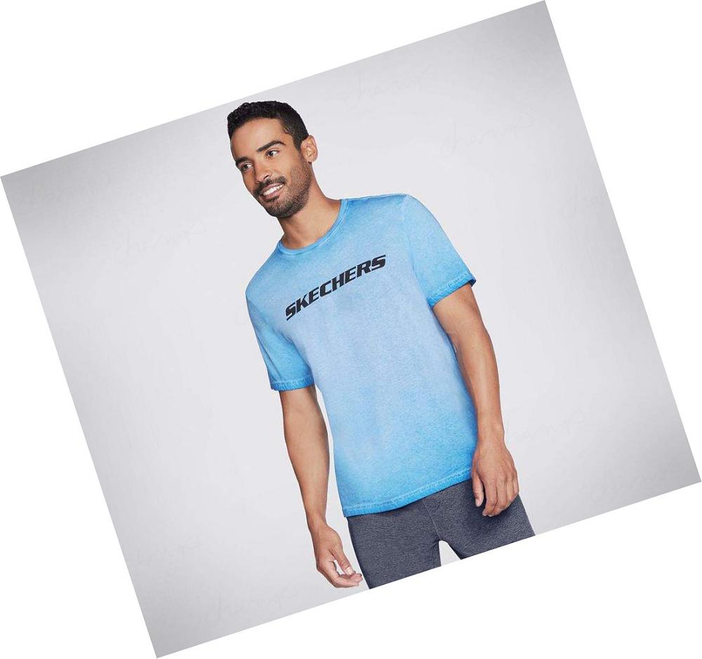 Camiseta Skechers Apparel Breakers Crew Hombre Azules | 3200K_AR