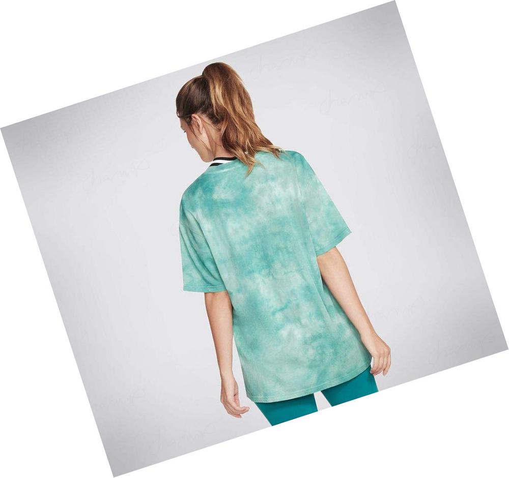 Camiseta Skechers Apparel SKECHDYE Everybody Mujer Turquesa | AT3AK_AR