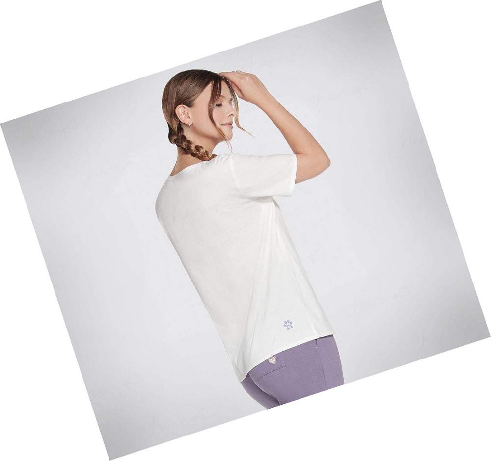 Camiseta Skechers BOBS Apparel 4 Legged Pocket Mujer Blancas | AT590_AR