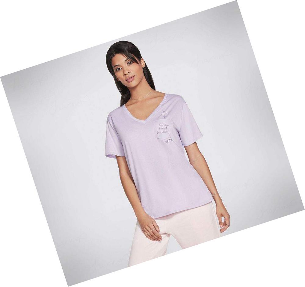 Camiseta Skechers BOBS Apparel All You Need Pocket Mujer Lavanda | AA9AB_AR