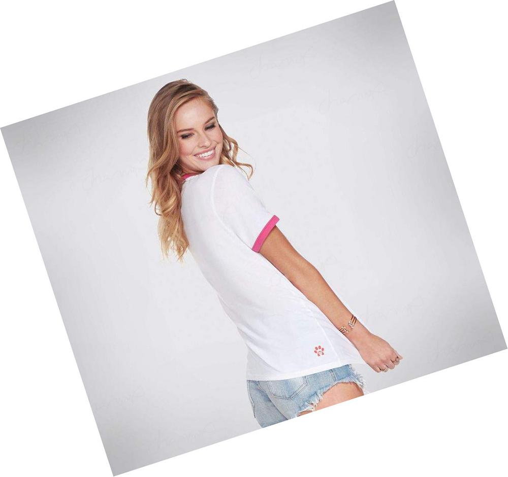 Camiseta Skechers BOBS Apparel Catnip Ringer Mujer Blancas | 3669P_AR