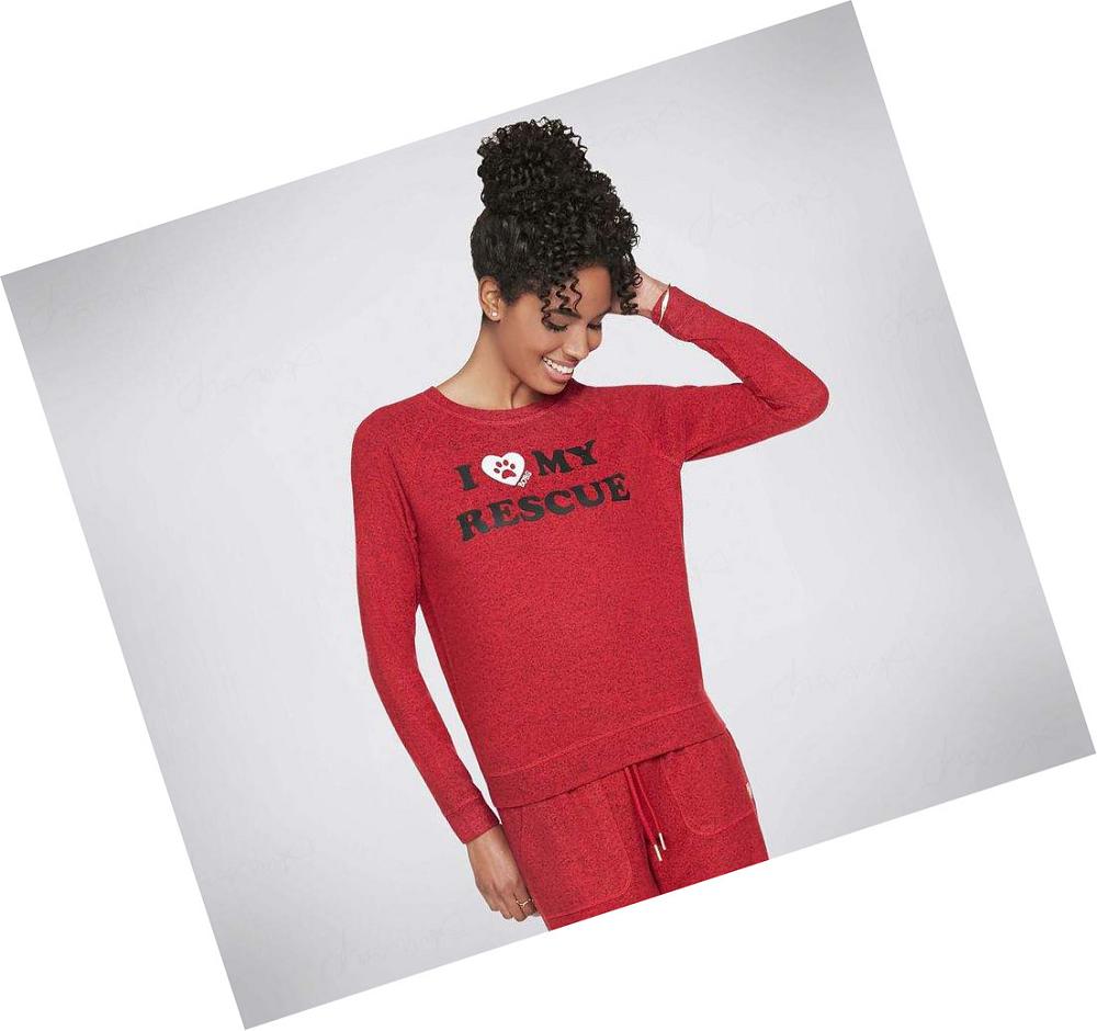 Camiseta Skechers BOBS Apparel Rescue Cozy Mujer Rojas | A1AAS_AR