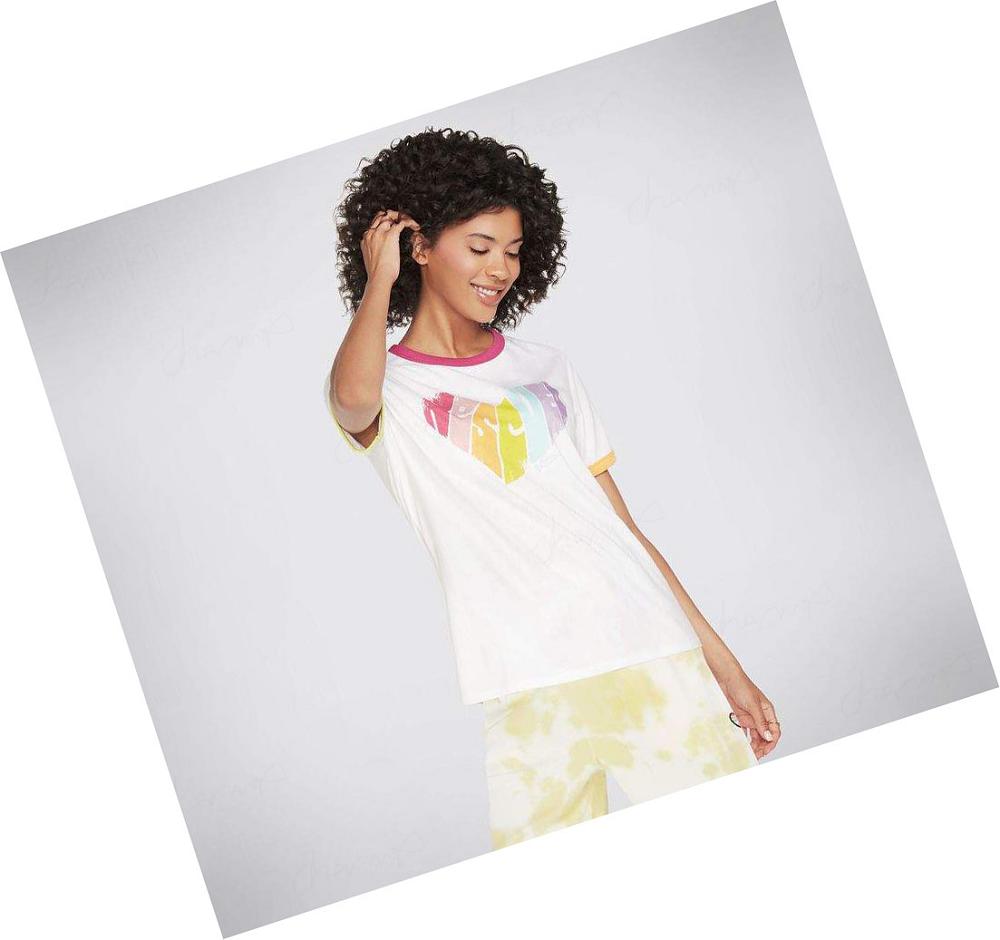 Camiseta Skechers BOBS Apparel Rescued Ringer Mujer Blancas | AA9TQ_AR