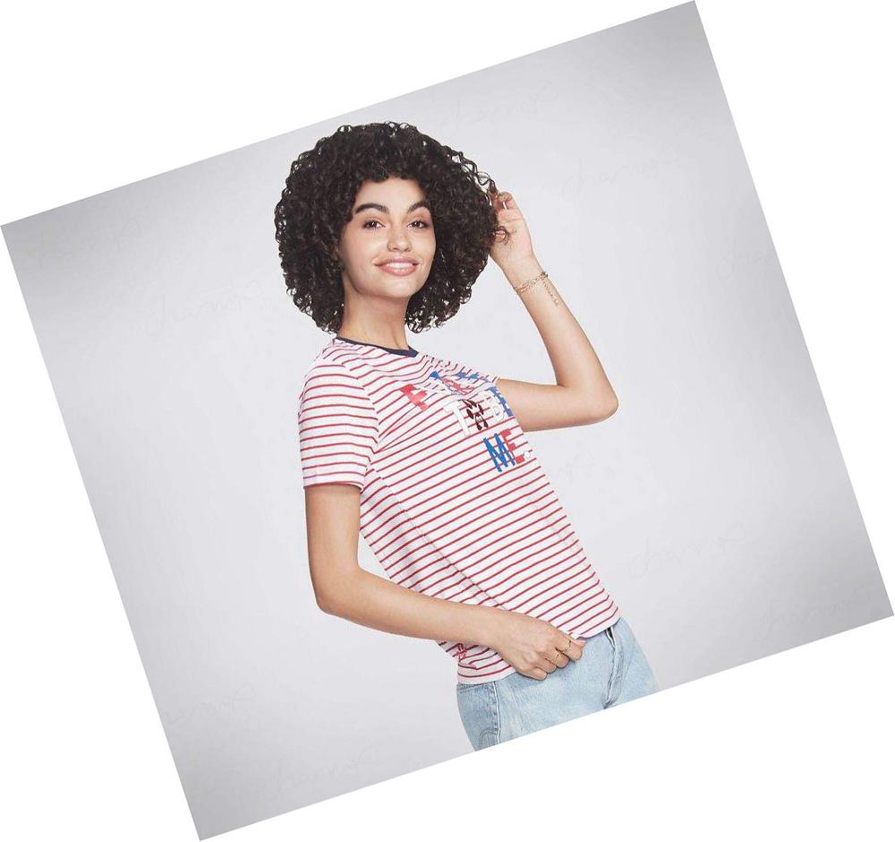 Camiseta Skechers BOBS Apparel USA Furree Crew Mujer Rojas | 369T0_AR