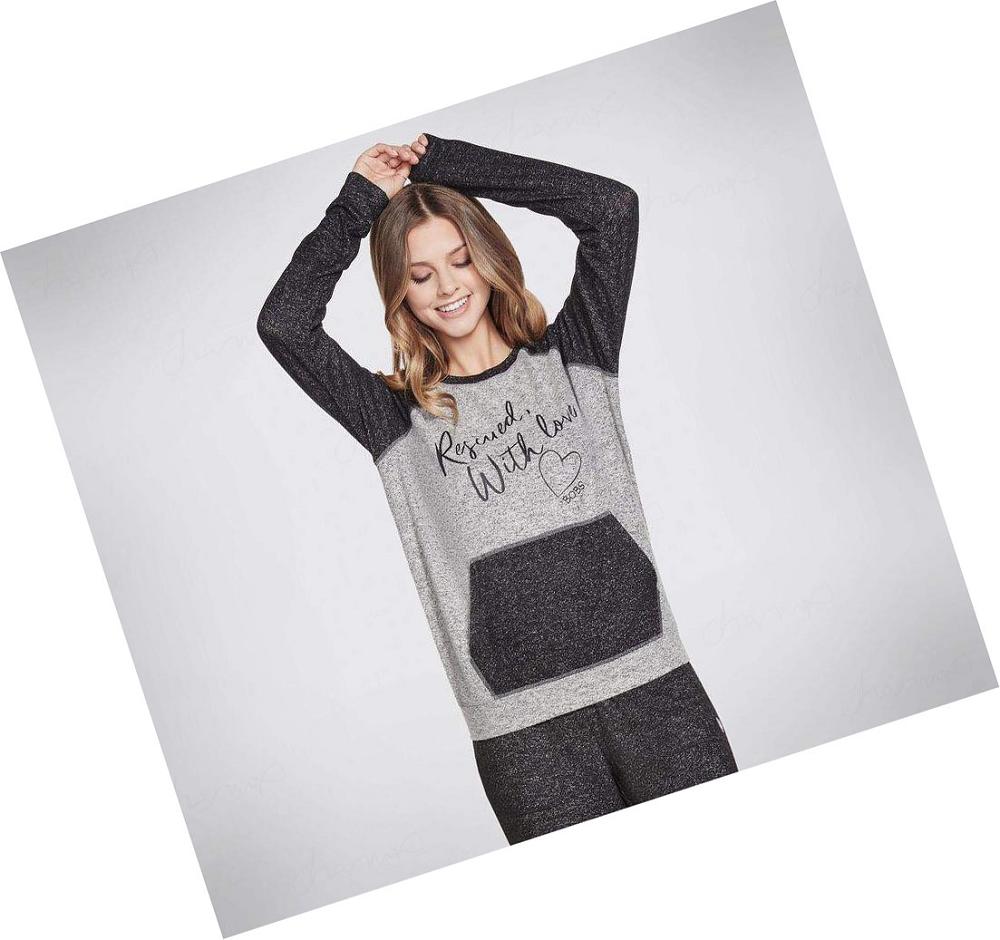 Camiseta Skechers BOBS Apparel With Love Cozy Pullover Mujer Gris | A2AAL_AR