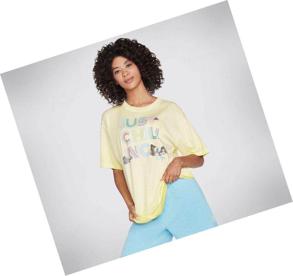 Camiseta Skechers BOBS Chilling Furfriend Mujer Amarillo | A58AL_AR