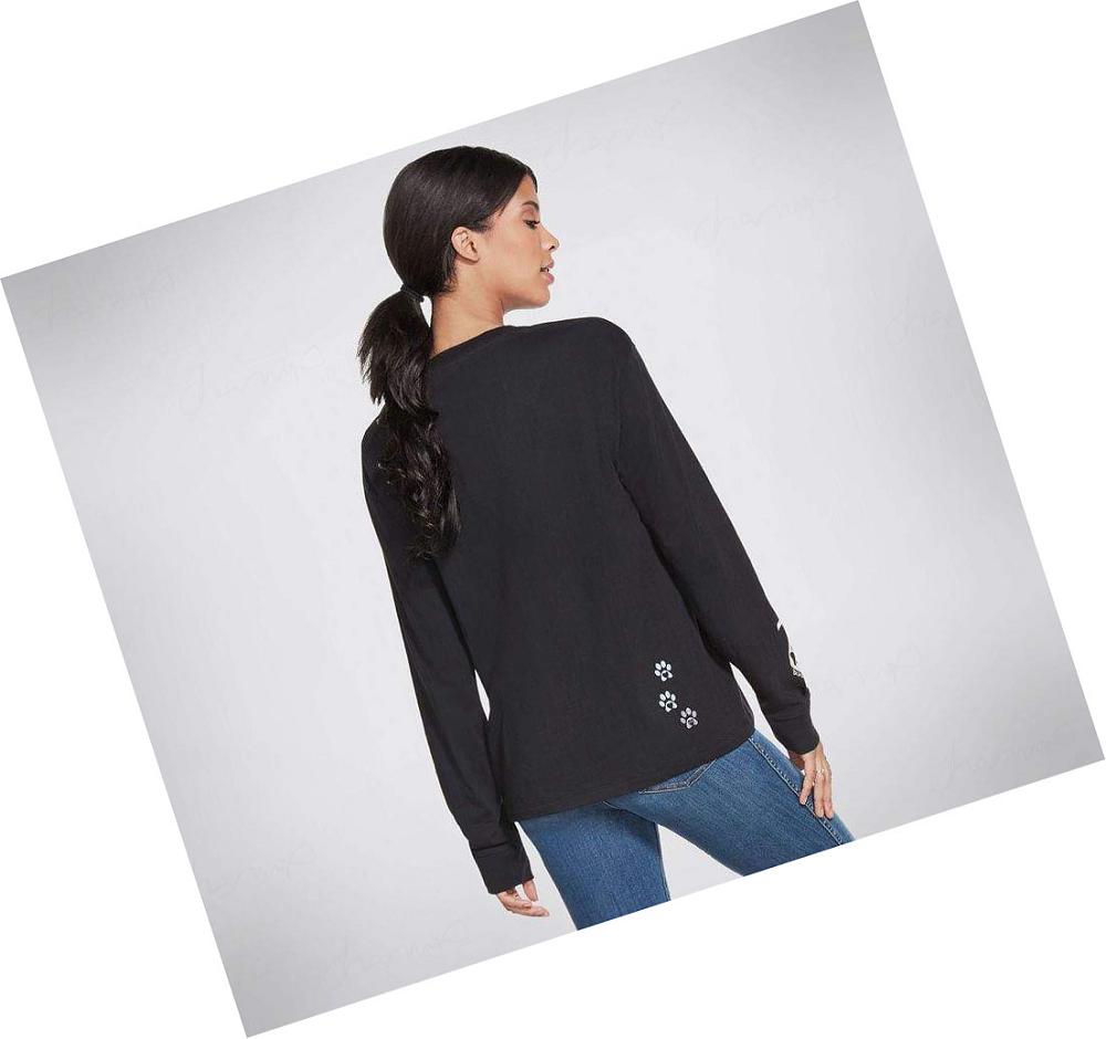 Camiseta Skechers BOBS I Luv My Rescue Long Sleeve Mujer Negras | A23AB_AR