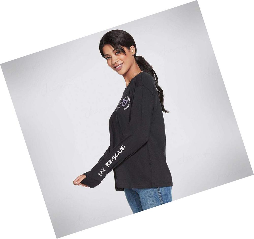 Camiseta Skechers BOBS I Luv My Rescue Long Sleeve Mujer Negras | A23AB_AR