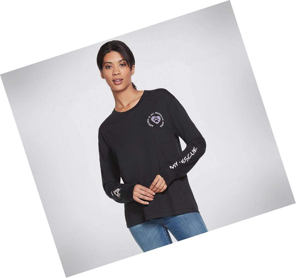 Camiseta Skechers BOBS I Luv My Rescue Long Sleeve Mujer Negras | A23AB_AR