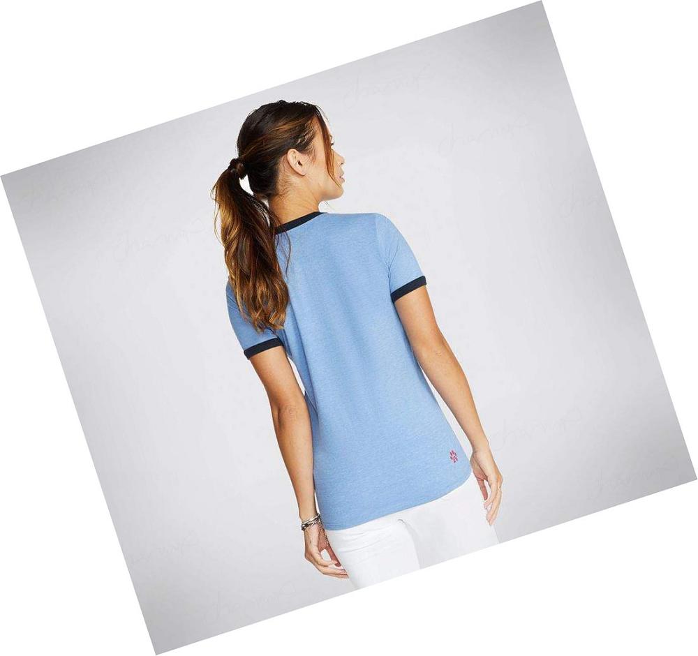 Camiseta Skechers BOBS Kiss-A-Bull Ringer Mujer Azules | 3T22W_AR