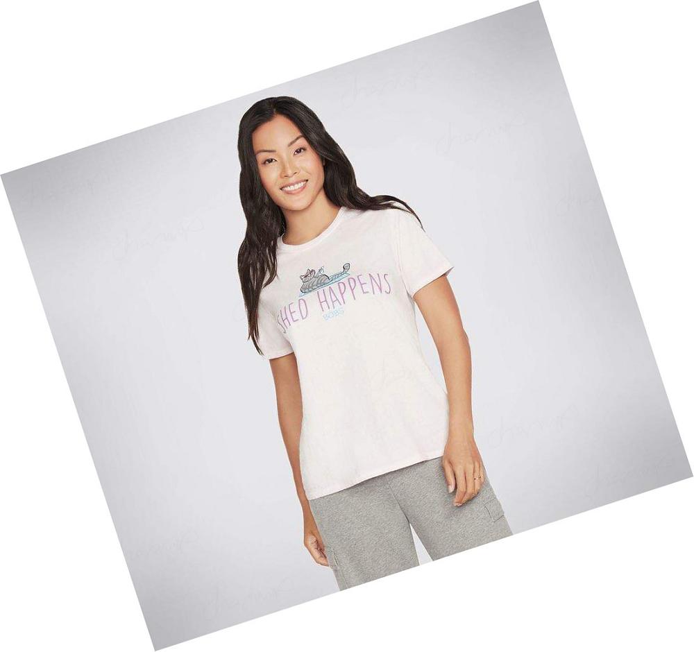 Camiseta Skechers BOBS Shed Happens Mujer Blancas | A59TG_AR