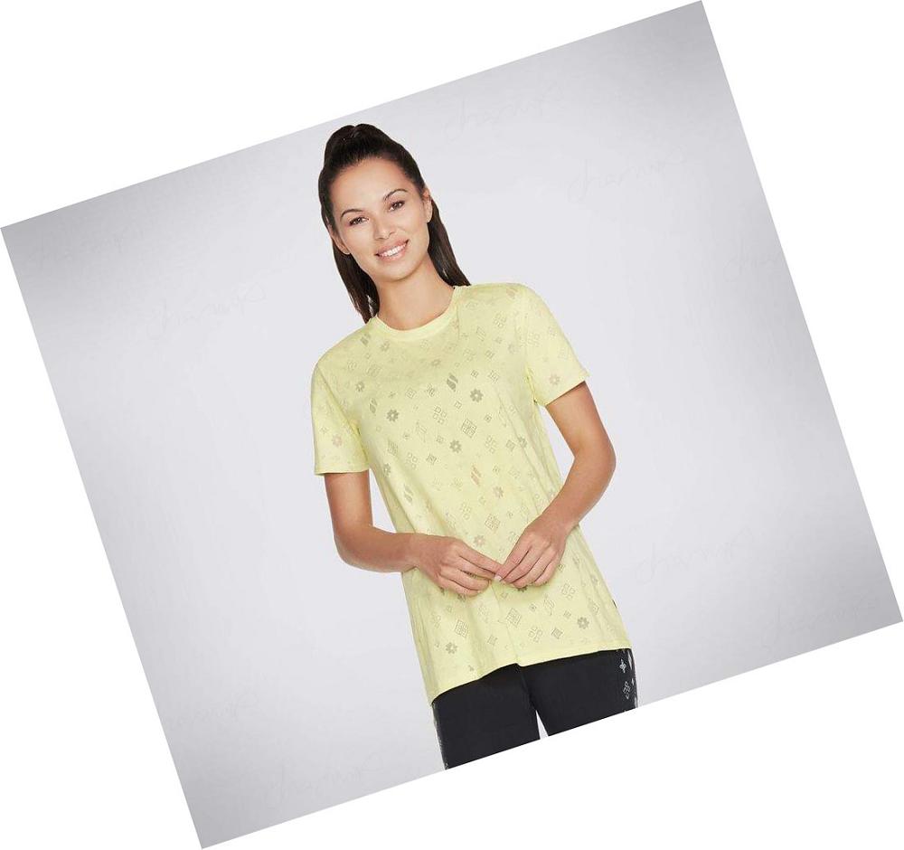 Camiseta Skechers Diamond Status Burnout Tunic Mujer Amarillo | A6T25_AR