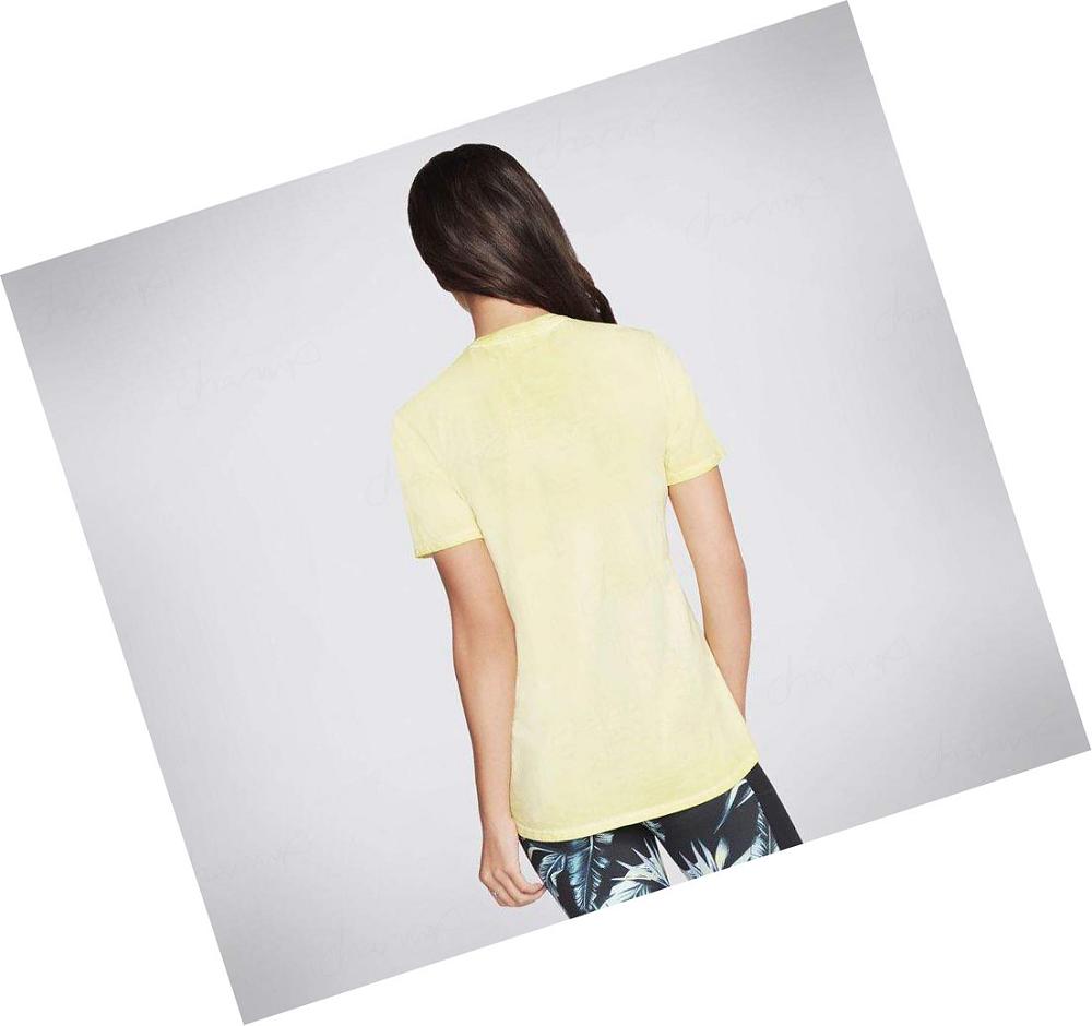 Camiseta Skechers Diamond Wash Hatha Scoop Neck Tunic Mujer Amarillo | A69TD_AR