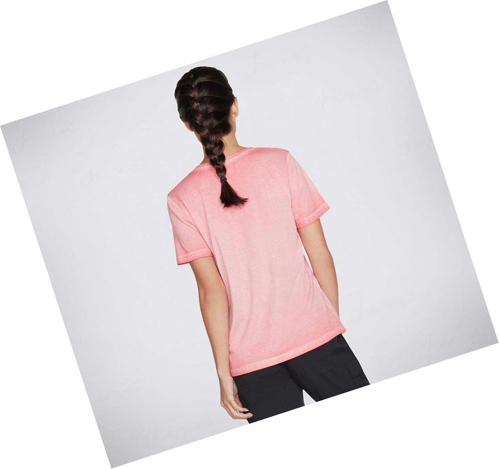 Camiseta Skechers Diamond Wash Hatha V-Neck Pocket Mujer Coral | A559X_AR