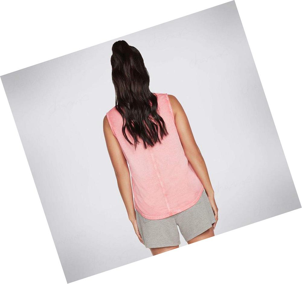 Camiseta Skechers Diamond Wash Hatha V-neck Mujer Coral | A9T2L_AR