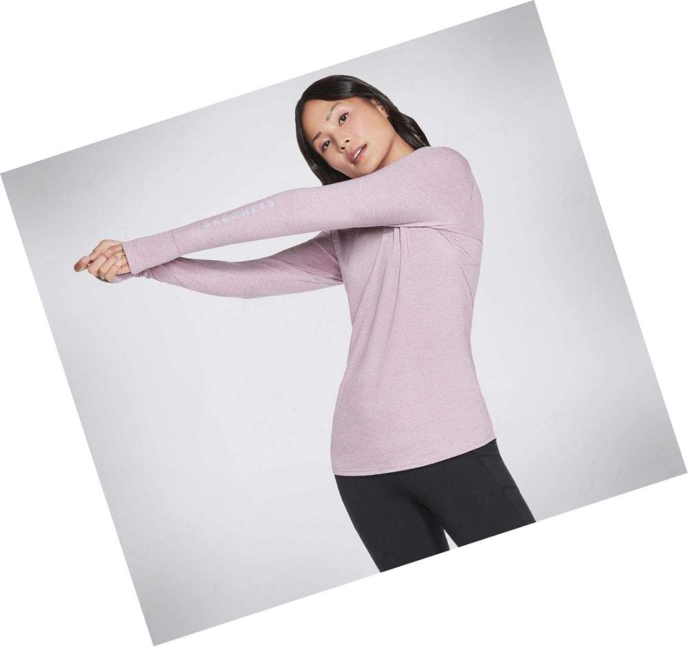 Camiseta Skechers GOWALK Wear Flow Long Sleeve Mujer Moradas | A33A5_AR