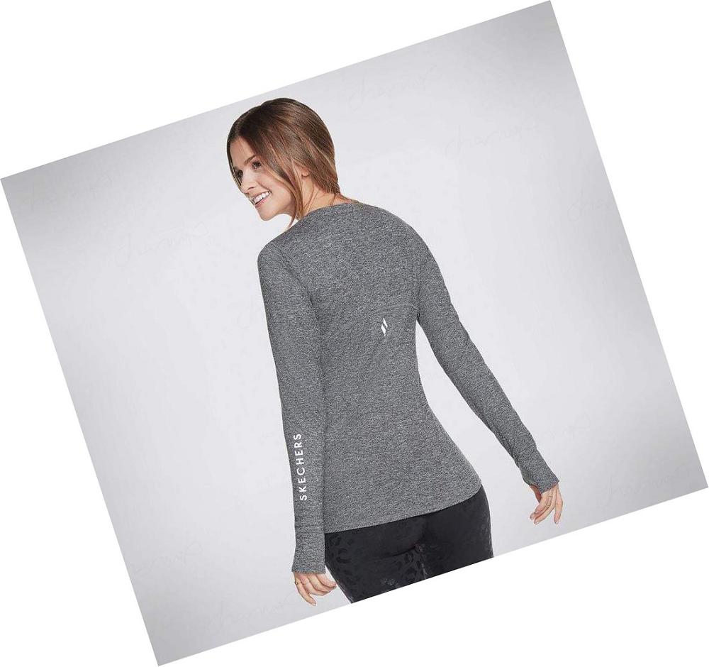 Camiseta Skechers GOWALK Wear Flow Long Sleeve Mujer Negras | A3AAK_AR