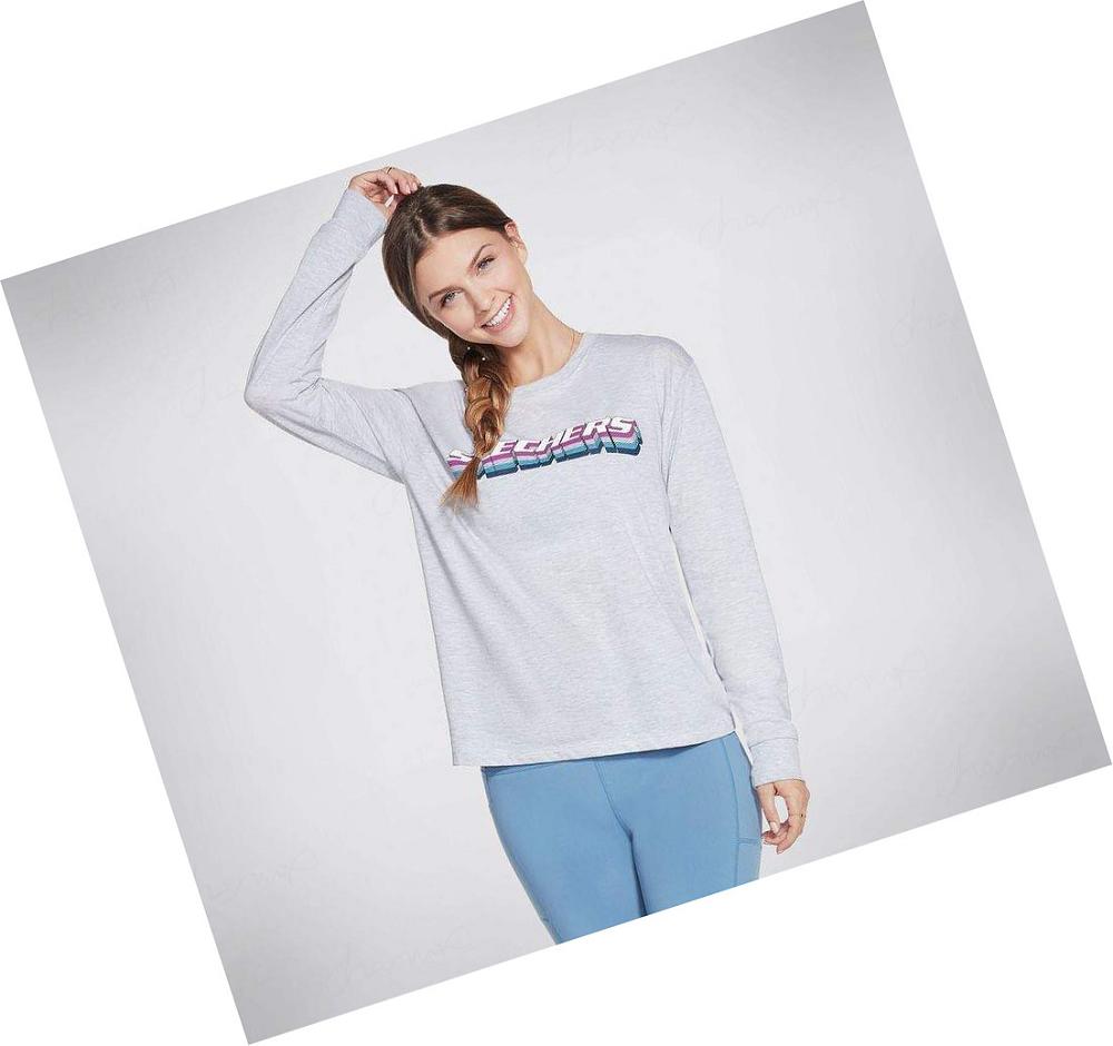 Camiseta Skechers GOlounge Stacked Long Sleeve Mujer Gris | A13AA_AR