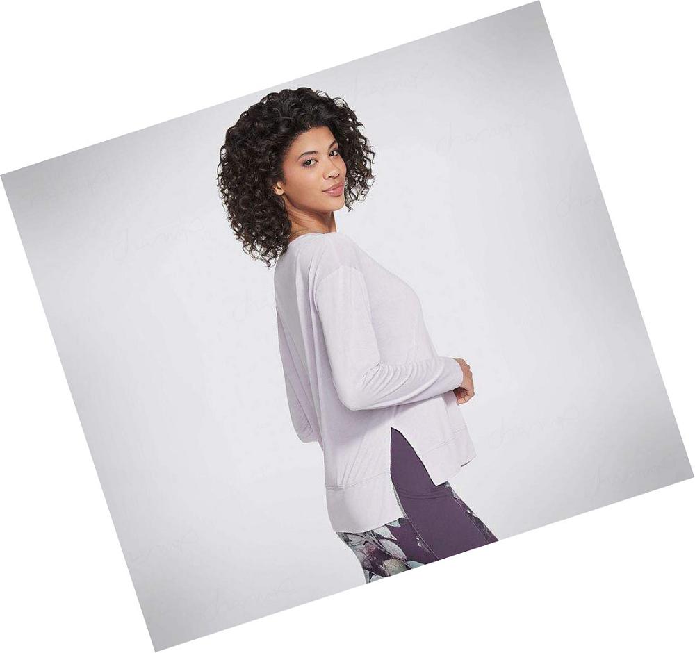 Camiseta Skechers GOlounge Tranquil Long Sleeve Mujer Moradas | A319P_AR