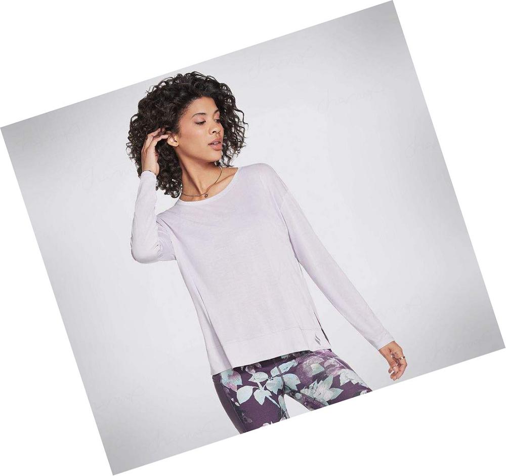 Camiseta Skechers GOlounge Tranquil Long Sleeve Mujer Moradas | A319P_AR