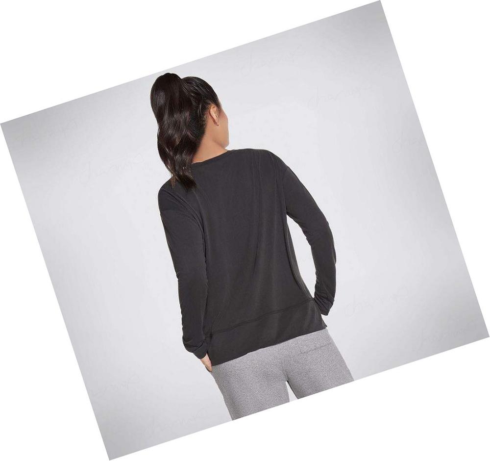 Camiseta Skechers GOlounge Tranquil Long Sleeve Mujer Negras | A322L_AR