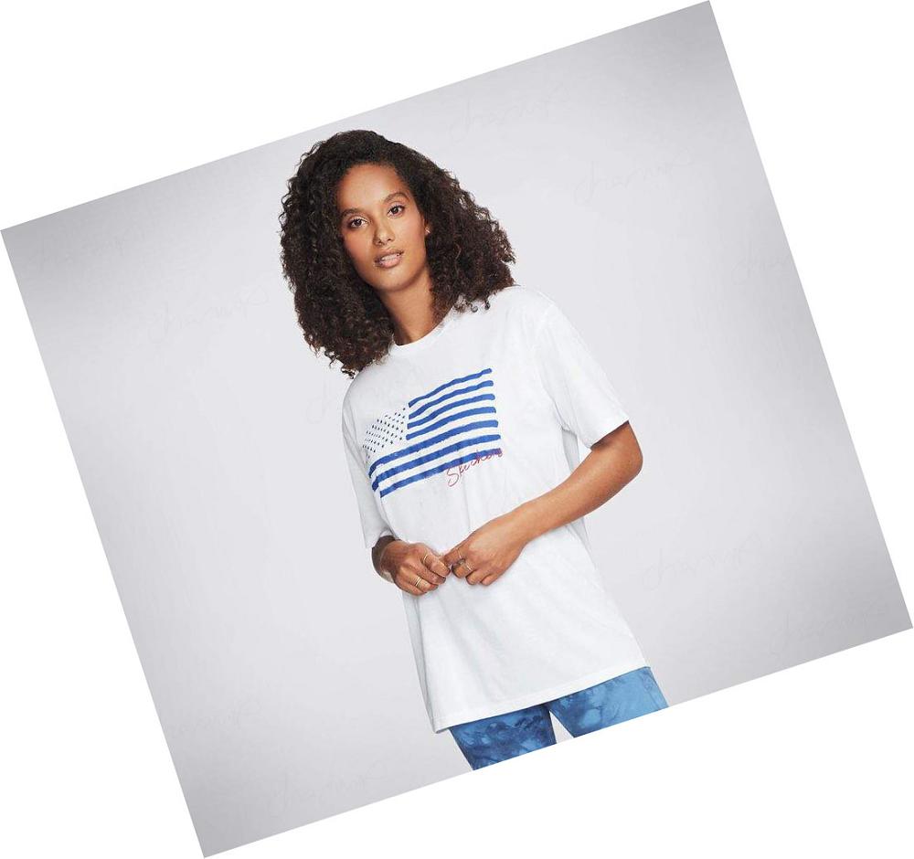 Camiseta Skechers Love My Flag Everybody Mujer Blancas | A522A_AR