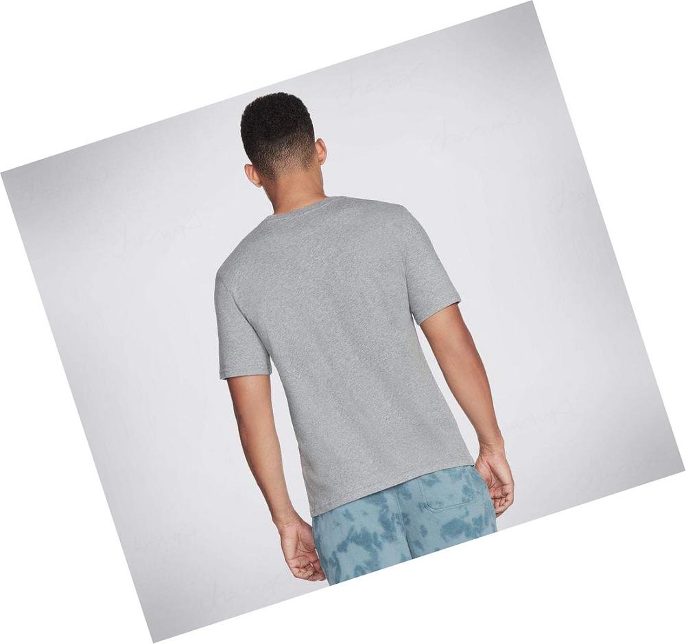 Camiseta Skechers Pier Hombre Gris | 3012B_AR